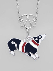 Celtic Silver Pembroke Welsh Corgi on a Meander with Mineral Resin - Why Ever Knot