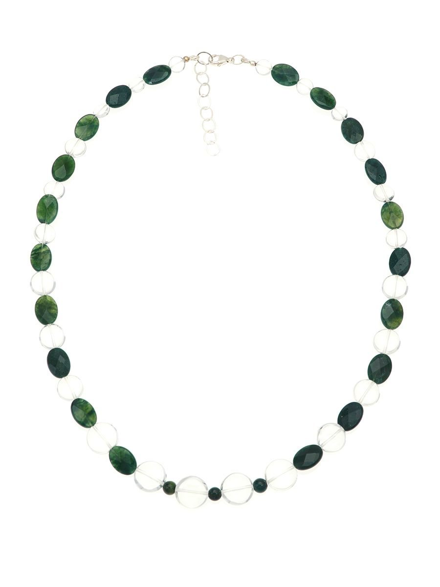 Moss Agate & Clear Quartz Necklace - Why Ever Knot