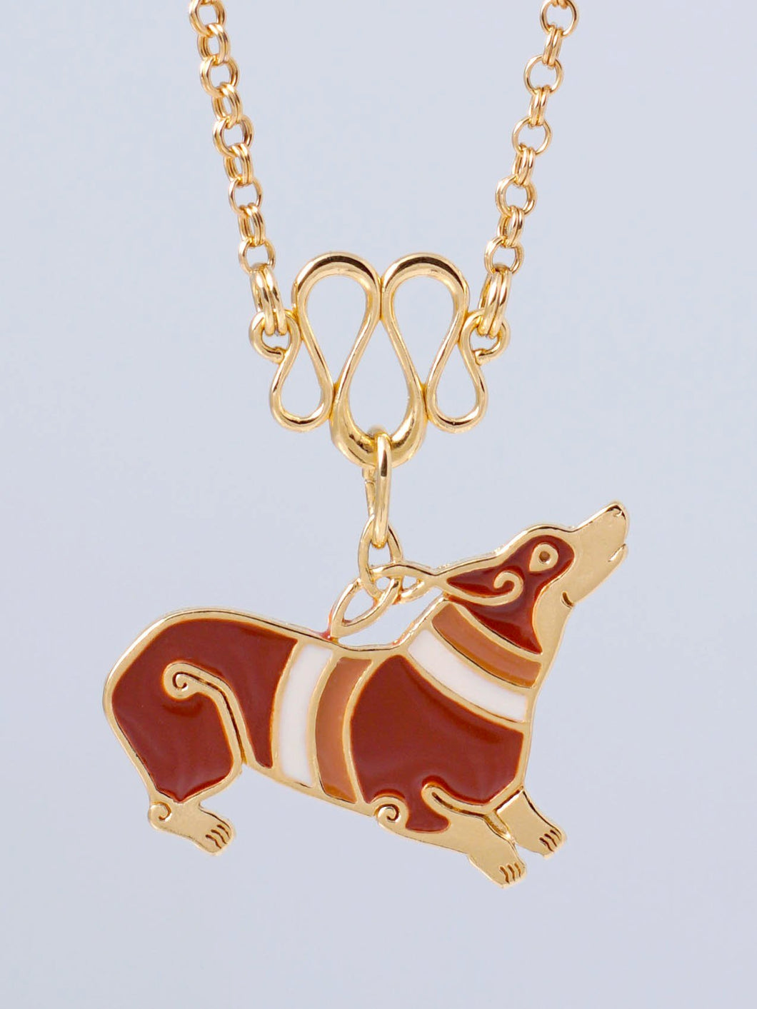 Celtic Vermeil Pembroke Welsh Corgi on a Meander with Mineral Resin - Why Ever Knot