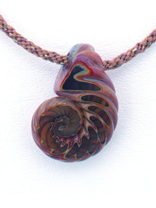 Glass Ammonite Pendant on Multicolor Kumihimo Necklace - Why Ever Knot